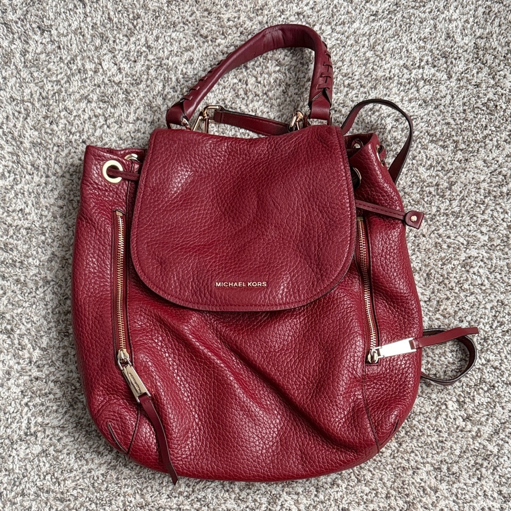 Michael Kors Burgundy Leather Backpack